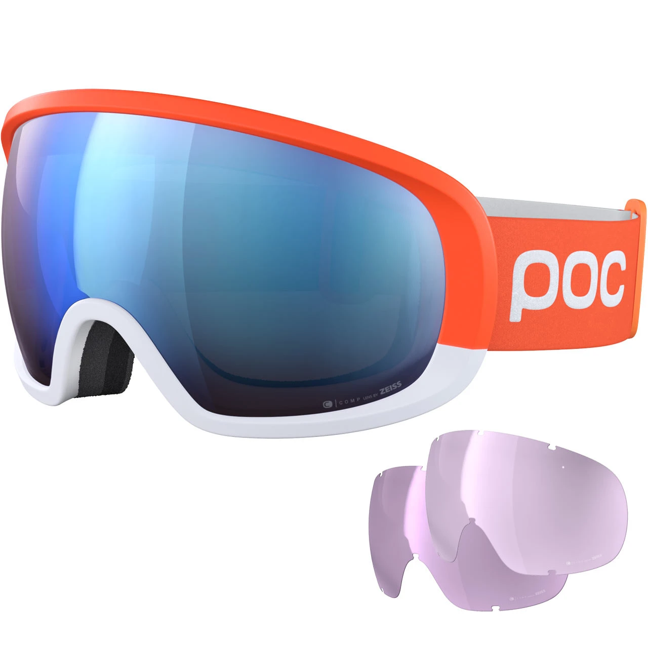 POC Fovea Mid Clarity Comp+ Flo Orange/hydro White/spektris Blue + 2 Lenti Di Riserva 3 POC Fovea Mid Clarity Comp+ Flo Orange/hydro White/spektris Blue + 2 Lenti Di Riserva